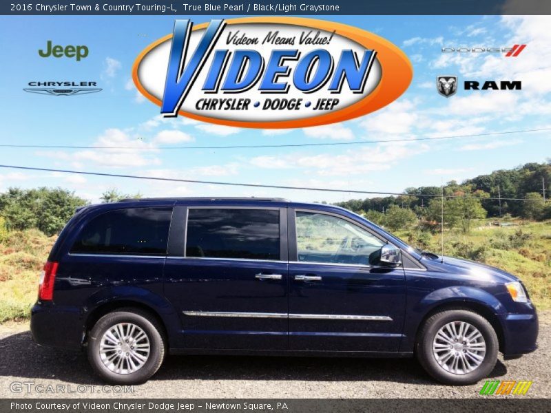 True Blue Pearl / Black/Light Graystone 2016 Chrysler Town & Country Touring-L