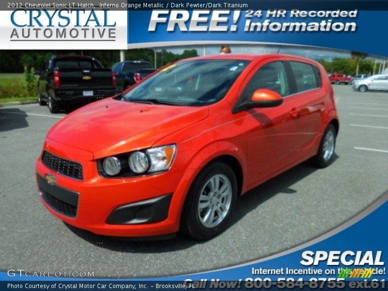 Inferno Orange Metallic / Dark Pewter/Dark Titanium 2012 Chevrolet Sonic LT Hatch