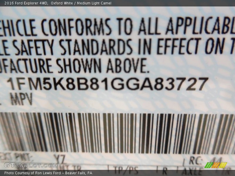 Oxford White / Medium Light Camel 2016 Ford Explorer 4WD