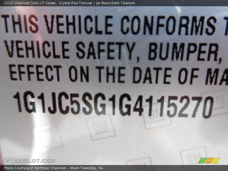 Crystal Red Tintcoat / Jet Black/Dark Titanium 2016 Chevrolet Sonic LT Sedan