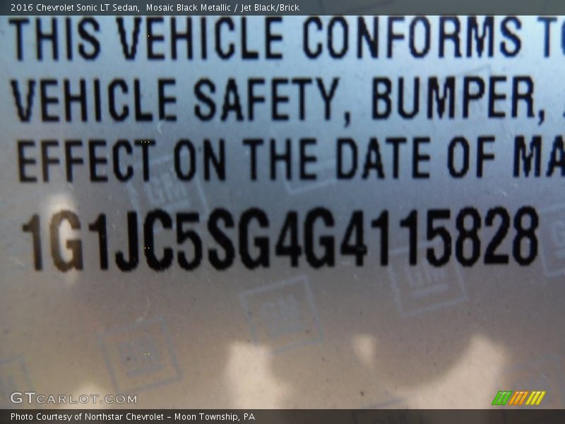 Mosaic Black Metallic / Jet Black/Brick 2016 Chevrolet Sonic LT Sedan