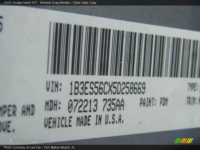 Mineral Gray Metallic / Dark Slate Gray 2005 Dodge Neon SXT