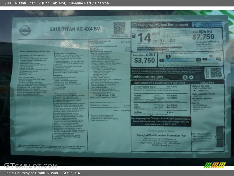 Cayenne Red / Charcoal 2015 Nissan Titan SV King Cab 4x4