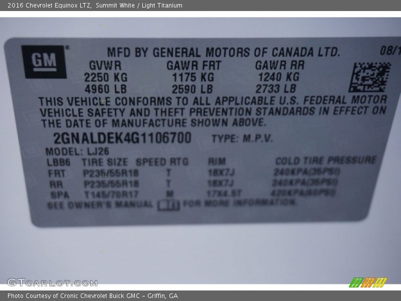Summit White / Light Titanium 2016 Chevrolet Equinox LTZ