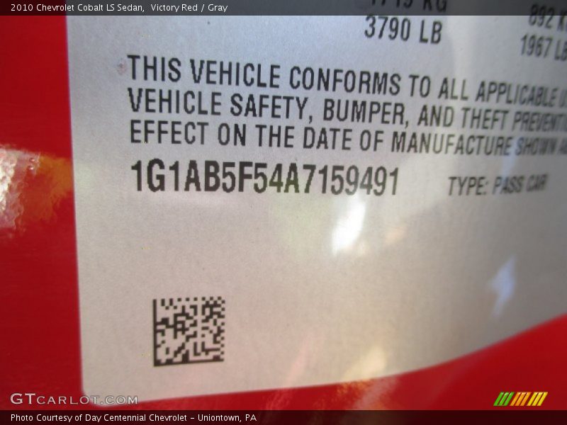 Victory Red / Gray 2010 Chevrolet Cobalt LS Sedan
