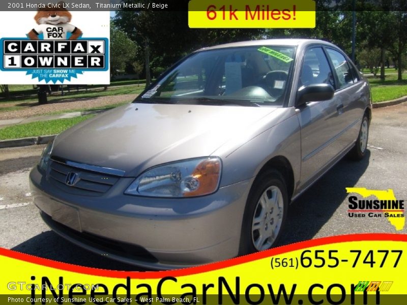 Titanium Metallic / Beige 2001 Honda Civic LX Sedan