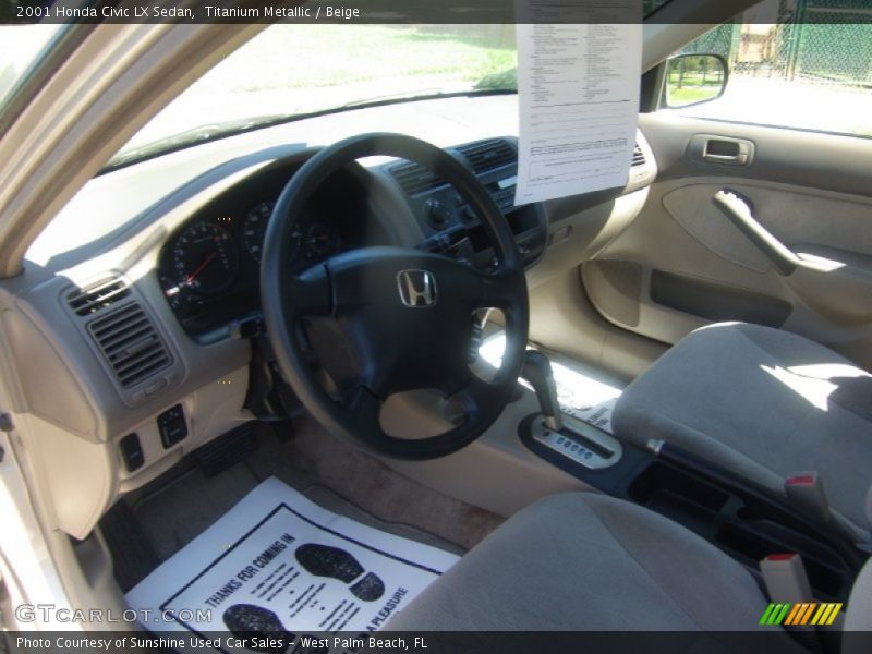Titanium Metallic / Beige 2001 Honda Civic LX Sedan