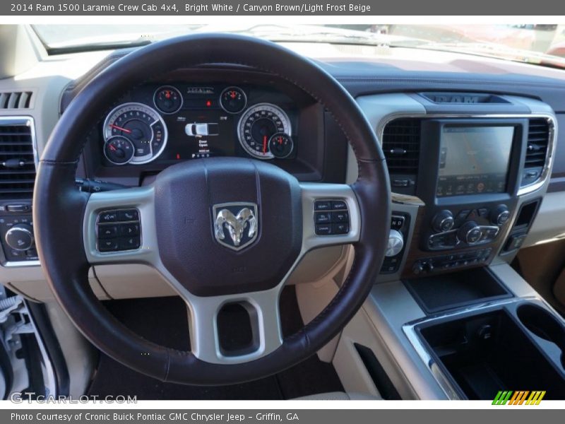 Bright White / Canyon Brown/Light Frost Beige 2014 Ram 1500 Laramie Crew Cab 4x4