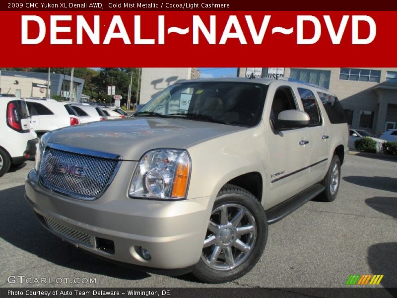 Gold Mist Metallic / Cocoa/Light Cashmere 2009 GMC Yukon XL Denali AWD