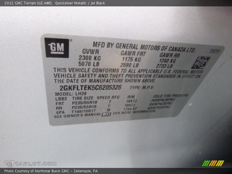 Quicksilver Metallic / Jet Black 2012 GMC Terrain SLE AWD