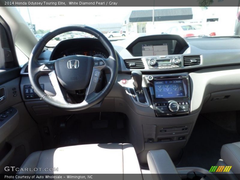 White Diamond Pearl / Gray 2014 Honda Odyssey Touring Elite