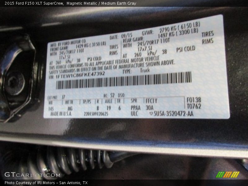 Magnetic Metallic / Medium Earth Gray 2015 Ford F150 XLT SuperCrew