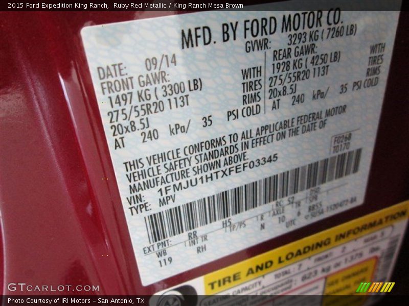 Ruby Red Metallic / King Ranch Mesa Brown 2015 Ford Expedition King Ranch