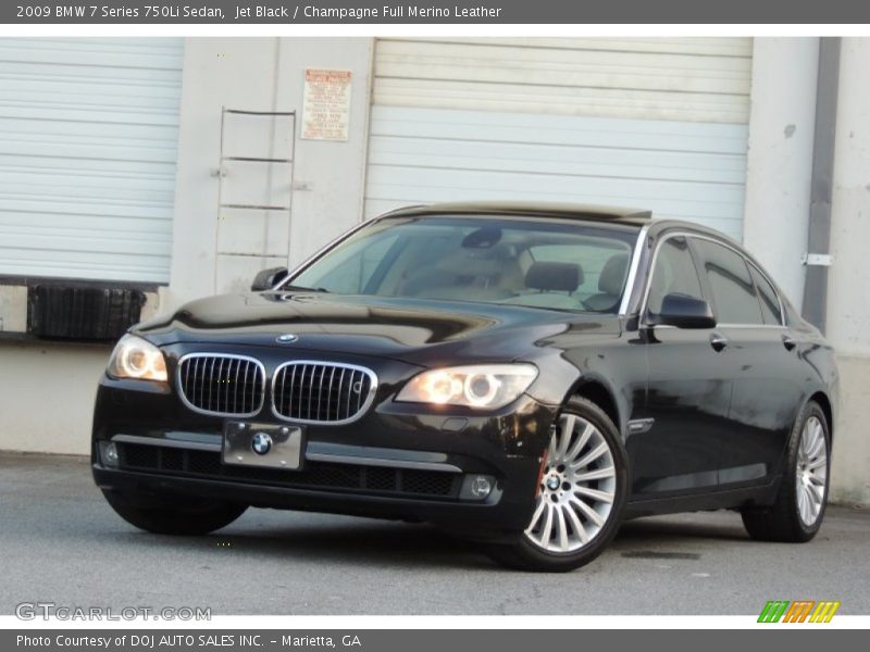Jet Black / Champagne Full Merino Leather 2009 BMW 7 Series 750Li Sedan