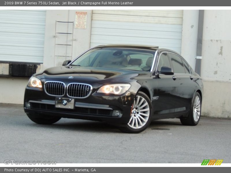 Jet Black / Champagne Full Merino Leather 2009 BMW 7 Series 750Li Sedan