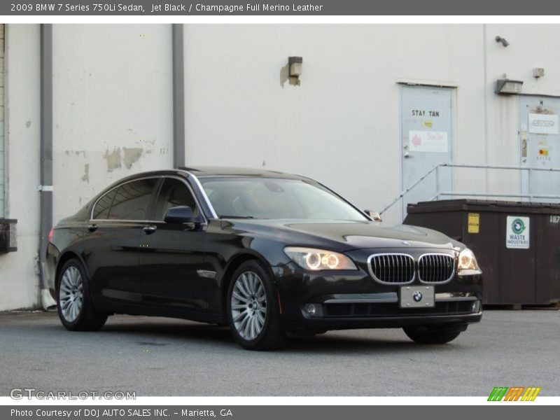 Jet Black / Champagne Full Merino Leather 2009 BMW 7 Series 750Li Sedan