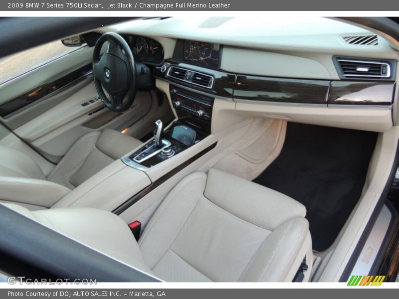 Jet Black / Champagne Full Merino Leather 2009 BMW 7 Series 750Li Sedan