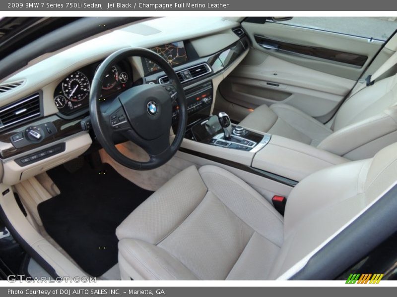 Jet Black / Champagne Full Merino Leather 2009 BMW 7 Series 750Li Sedan