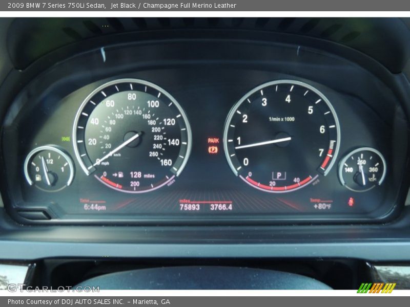 Jet Black / Champagne Full Merino Leather 2009 BMW 7 Series 750Li Sedan