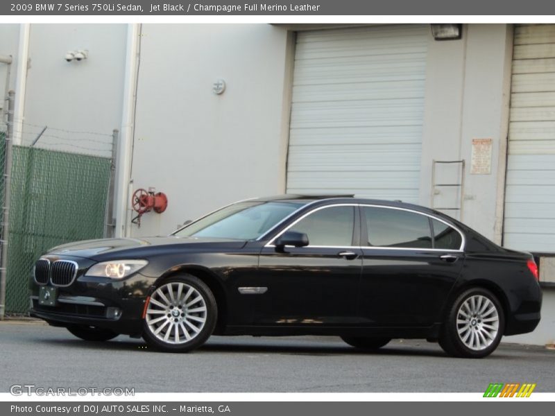 Jet Black / Champagne Full Merino Leather 2009 BMW 7 Series 750Li Sedan