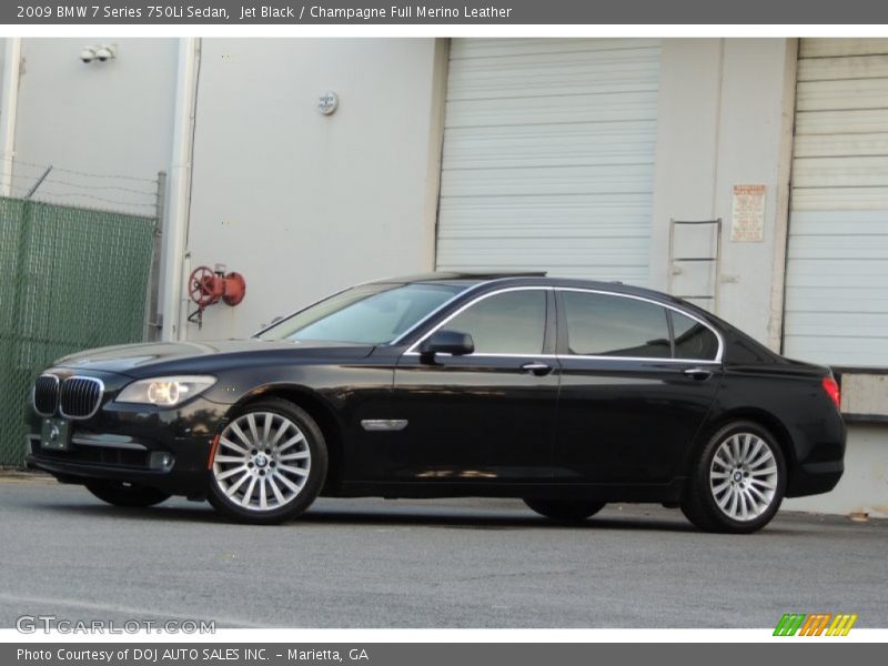 Jet Black / Champagne Full Merino Leather 2009 BMW 7 Series 750Li Sedan