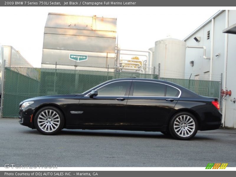 Jet Black / Champagne Full Merino Leather 2009 BMW 7 Series 750Li Sedan