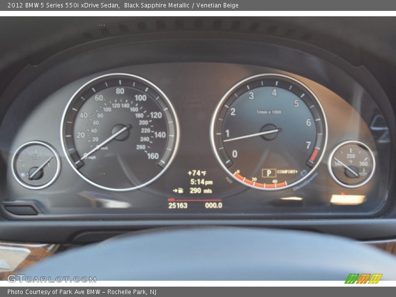 Black Sapphire Metallic / Venetian Beige 2012 BMW 5 Series 550i xDrive Sedan