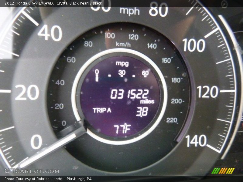 Crystal Black Pearl / Black 2012 Honda CR-V EX 4WD