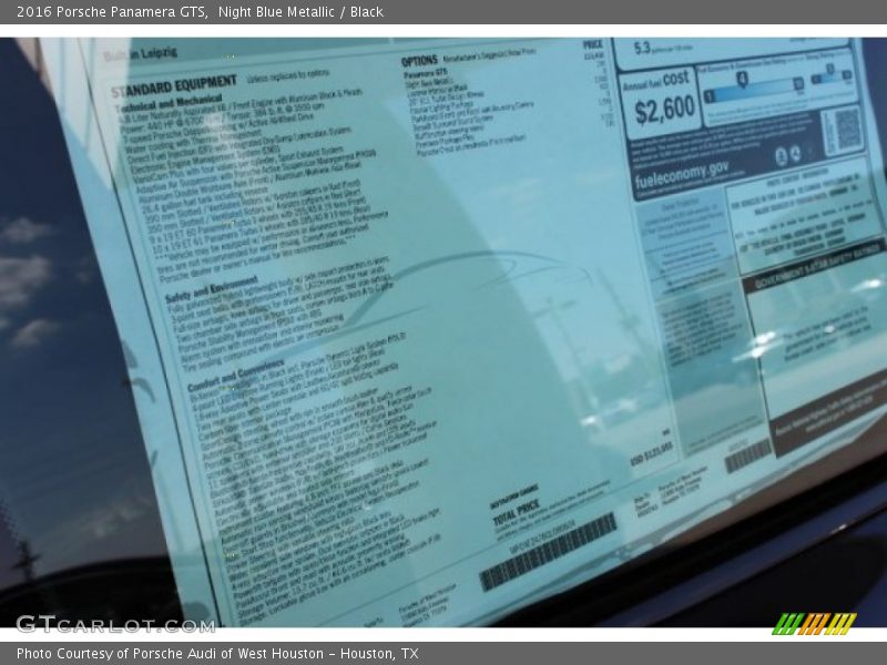  2016 Panamera GTS Window Sticker