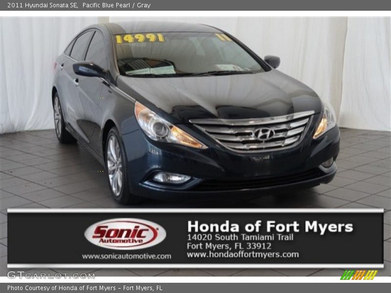 Pacific Blue Pearl / Gray 2011 Hyundai Sonata SE