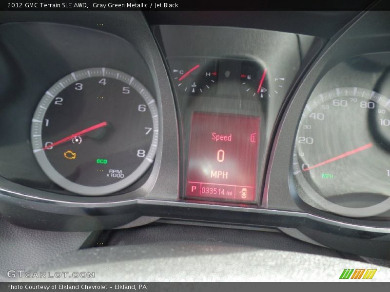 Gray Green Metallic / Jet Black 2012 GMC Terrain SLE AWD