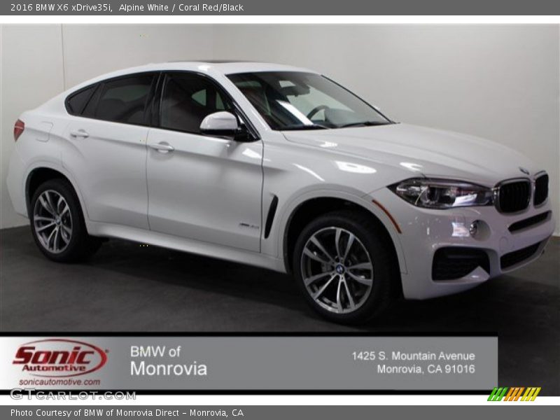 Alpine White / Coral Red/Black 2016 BMW X6 xDrive35i