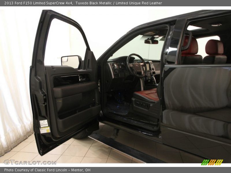 Tuxedo Black Metallic / Limited Unique Red Leather 2013 Ford F150 Limited SuperCrew 4x4