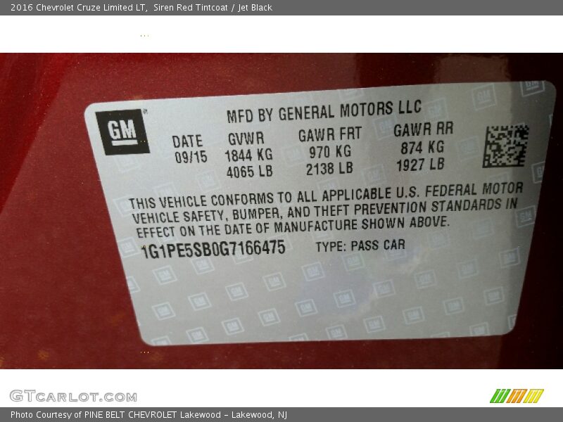 Siren Red Tintcoat / Jet Black 2016 Chevrolet Cruze Limited LT