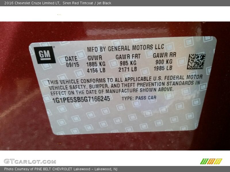 Siren Red Tintcoat / Jet Black 2016 Chevrolet Cruze Limited LT