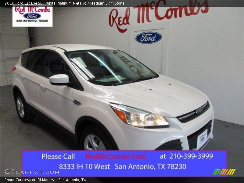 White Platinum Metallic / Medium Light Stone 2016 Ford Escape SE