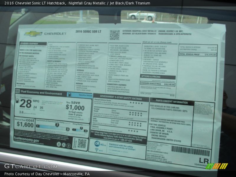 Nightfall Gray Metallic / Jet Black/Dark Titanium 2016 Chevrolet Sonic LT Hatchback
