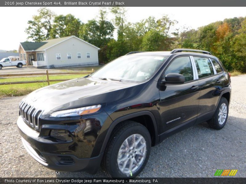 Brilliant Black Crystal Pearl / Black 2016 Jeep Cherokee Sport 4x4