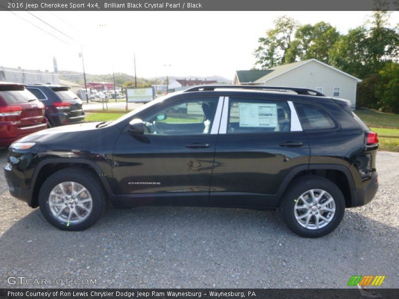 Brilliant Black Crystal Pearl / Black 2016 Jeep Cherokee Sport 4x4