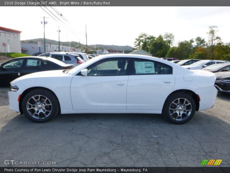 Bright White / Black/Ruby Red 2016 Dodge Charger SXT AWD