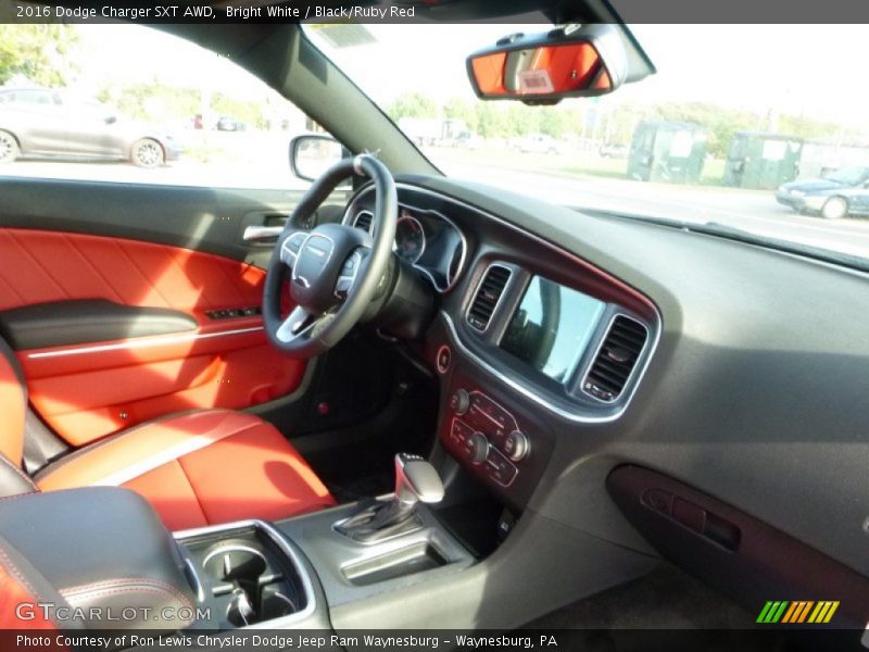 Bright White / Black/Ruby Red 2016 Dodge Charger SXT AWD