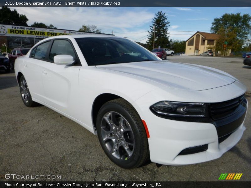 Bright White / Black/Ruby Red 2016 Dodge Charger SXT AWD