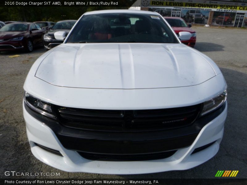 Bright White / Black/Ruby Red 2016 Dodge Charger SXT AWD