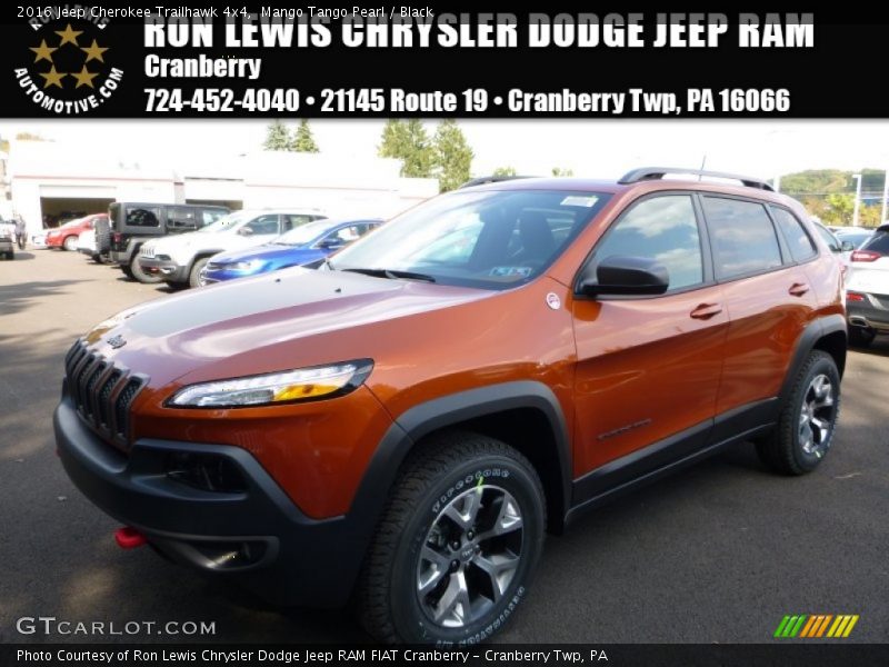 Mango Tango Pearl / Black 2016 Jeep Cherokee Trailhawk 4x4