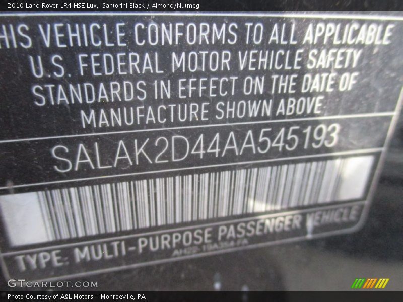 Santorini Black / Almond/Nutmeg 2010 Land Rover LR4 HSE Lux