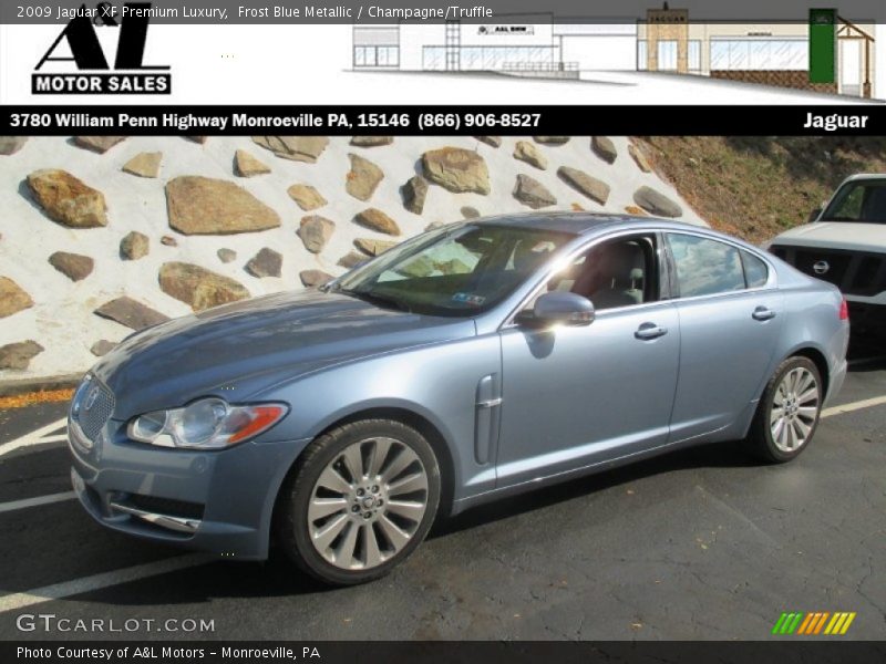 Frost Blue Metallic / Champagne/Truffle 2009 Jaguar XF Premium Luxury
