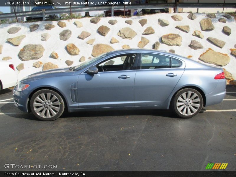 Frost Blue Metallic / Champagne/Truffle 2009 Jaguar XF Premium Luxury