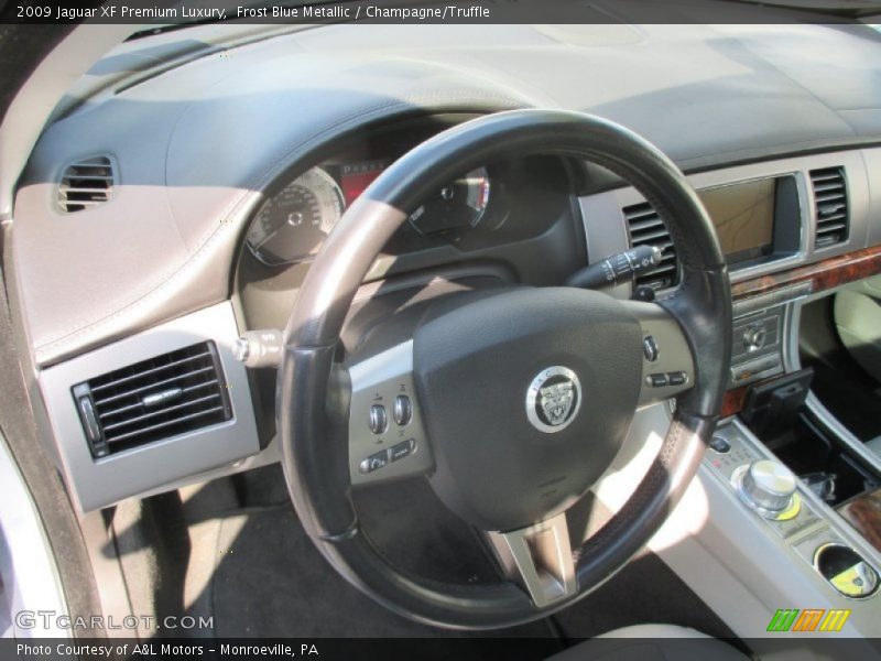 Frost Blue Metallic / Champagne/Truffle 2009 Jaguar XF Premium Luxury