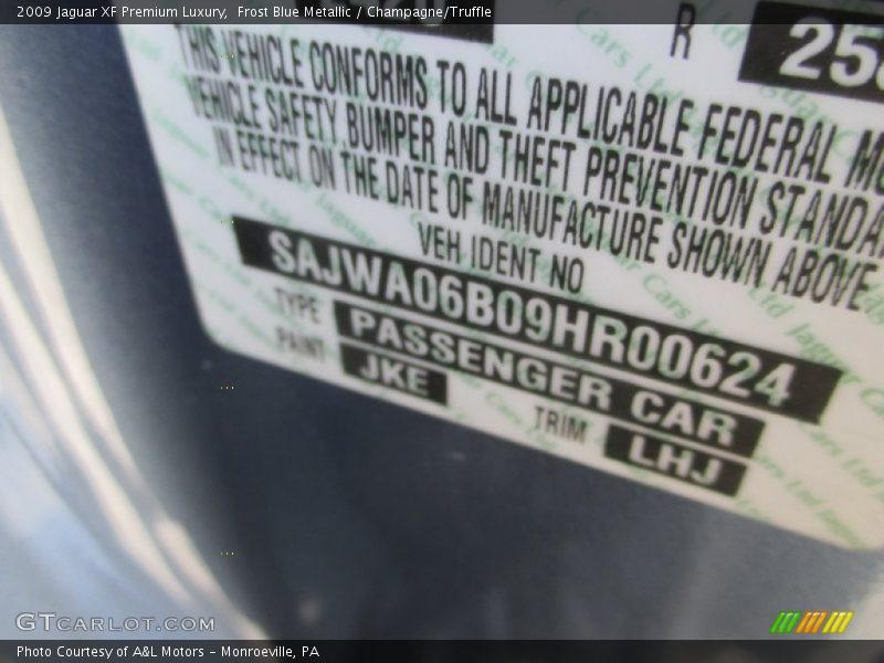 Frost Blue Metallic / Champagne/Truffle 2009 Jaguar XF Premium Luxury
