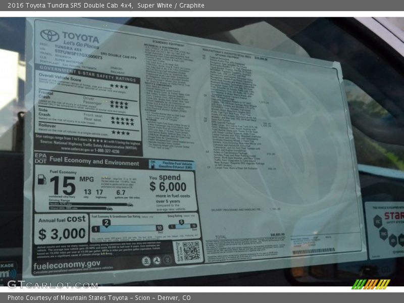 Super White / Graphite 2016 Toyota Tundra SR5 Double Cab 4x4